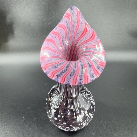 Vintage Hand Blown Art Glass Vase Jack In Pulpit Hand Made Studio Glass Vase VTG - Picture 16 of 16